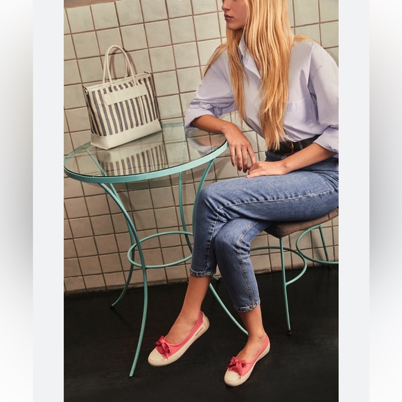 NWOT Candice Cooper Candy Bow Buffed Leather Ballet Flats in Light Blue 37.5 - Picture 5 of 13